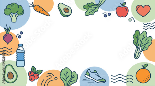 Healthy food and fitness icons.