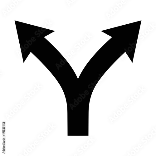Black silhouette of a forked directional arrow symbol