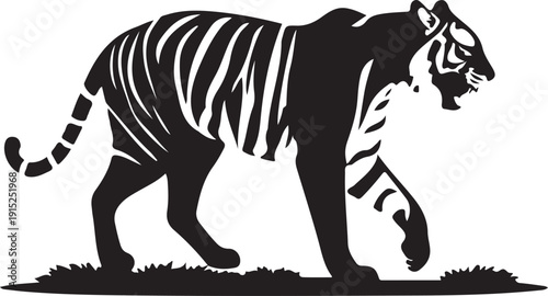 Tiger black silhouette vector