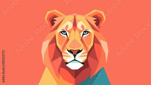 Geometric lion head portrait