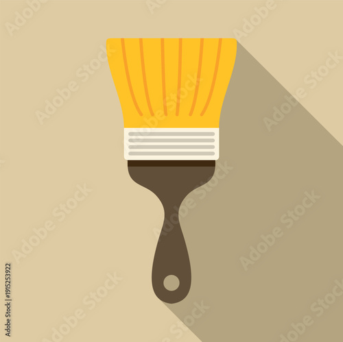 Flat design illustration of a yellow paint brush with a long shadow