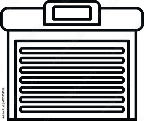Roll up garage door illustration in an outline style