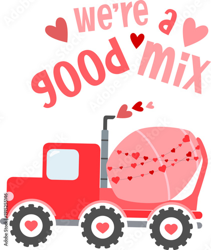 Valentine construction vehicles, red, pink, love, romantic, Transport