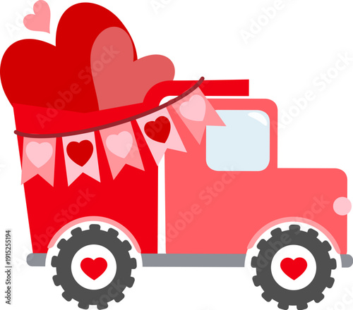 Valentine Construction vehicles, red and pink, love, romantic, cute trucks, puns, sayings