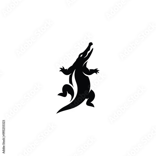 A dynamic illustration of a lizard in action, leaping forward with outstretched limbs and tail.