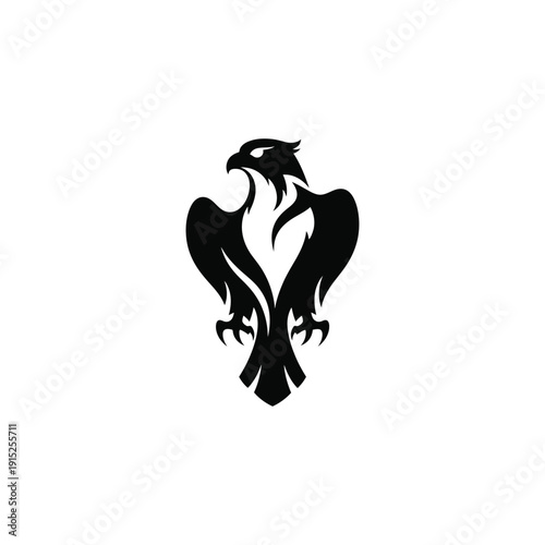 Majestic Eagle Silhouette Illustration Featuring Spread Wings and Sharp Talons, Representing Freedom and Strength