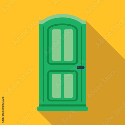 Portable toilet icon representing a temporary restroom facility on a yellow background