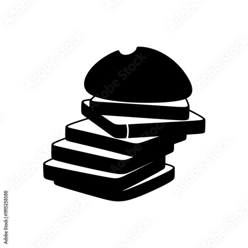 Delicious Stack of Bread Slices with a Single Bun on Top.