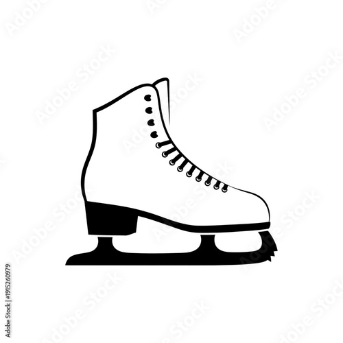 Elegant Black and White Ice Skate Icon Illustration