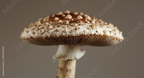 Toxic basidiomycete fungus Amanita with distinctive cap pattern