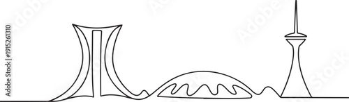 Continuous one line drawing of Brasilia city skyline. Single line drawing illustration of Brazil cityscape. one line Art icon drawing vector