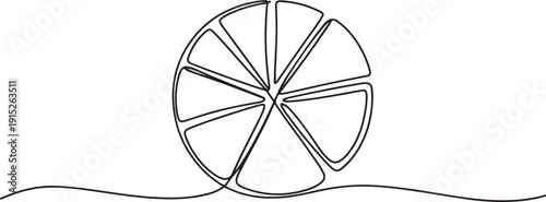 Continuous one line drawing of Pie chart. Single line drawing illustration of Diagram pie chart divided into segments. one line Art icon drawing vector