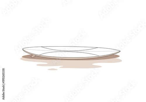 Minimalist Surfboard Illustration with Subtle Shadow Detail