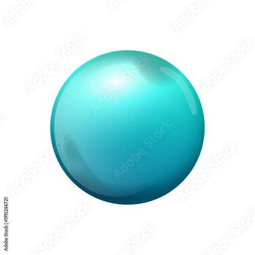 Realistic blue ball sphere icon magic glossy object without background
