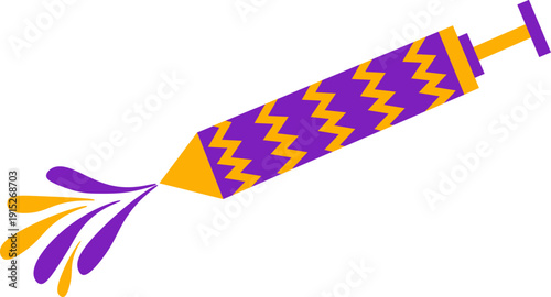 Colorful Holi Pichkari Water Gun Icon Illustration on Transparent Background.