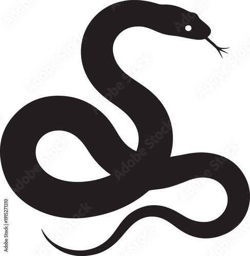 Wallpaper Mural Black silhouette of a snake, isolated on a white background. Clean vector illustration ideal for wildlife, reptiles, nature, logos, icons, and minimalist graphic design projects. Torontodigital.ca