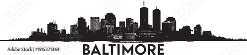 Baltimore skyline silhouette vector illustration city landscape famous buildings cityscape panorama.