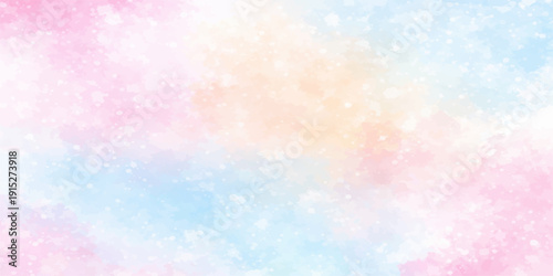 Bright abstract colorful watercolor background with soft bokeh circles and a glowing pink and blue light design on a blurred artistic texture