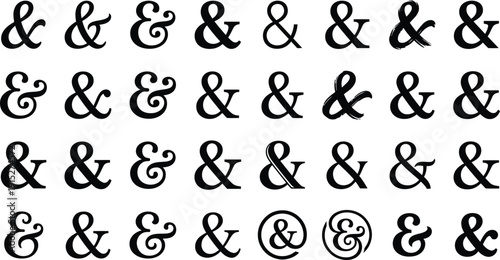 Calligraphy Ampersand Silhouette Vector Icon Set – Elegant “&” Symbols Collection