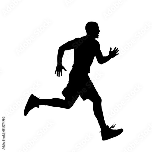 Silhouette of a man running fast during a workout session.