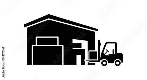 Forklift Truck in Warehouse Graphic Illustration.