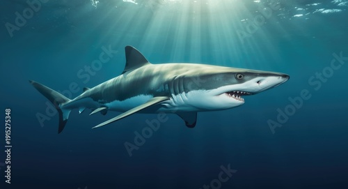 Wallpaper Mural Thrilling underwater encounter featuring a shortfin mako shark Torontodigital.ca