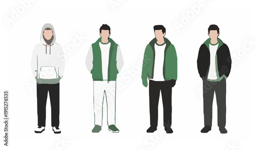Basic casual men outfits minimalist fashion presentation vector