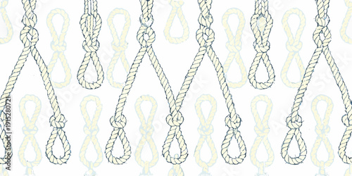Rope knots pattern on a pale yellow background nautical design