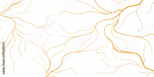 Abstract golden lines resembling organic veins on a white background