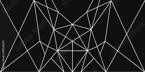 Abstract geometric design featuring intersecting white lines on a black background