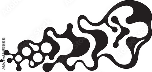 Abstract black liquid splatter on white background illustration design