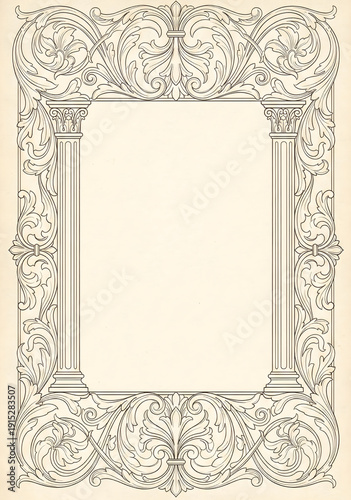 Vintage frame on beige background, copy space.