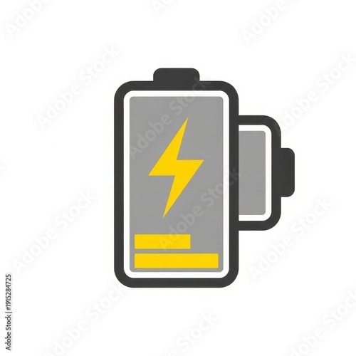 Charging Smartphone Battery Icon with Yellow Lightning and Bars.