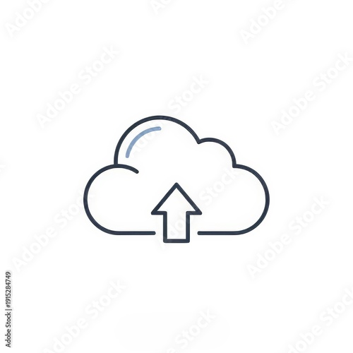 Cloud Upload Icon Featuring Upward Pointing Arrow Symbol.