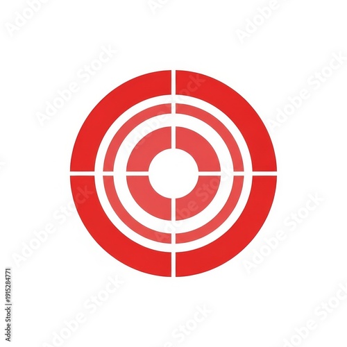 Red Concentric Circle Bullseye Target on White Background.