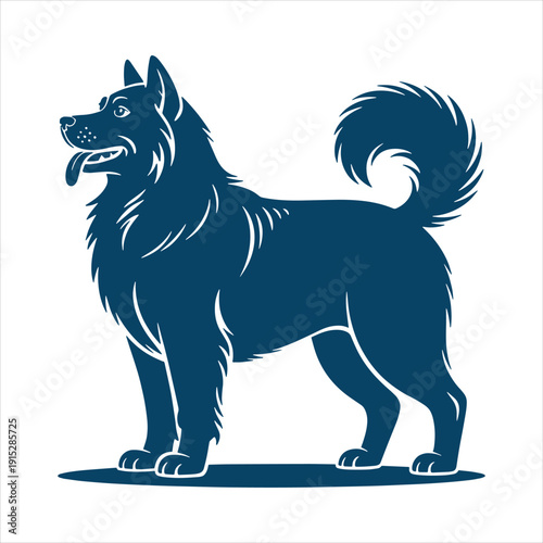 Spitz Dog Silhouette Side View Vector Illustration