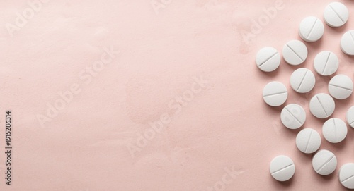 Medical treatment theme featuring fentanyl pills and copy space