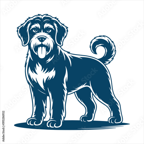 Shaggy Terrier Dog Standing Detailed Vector Illustration