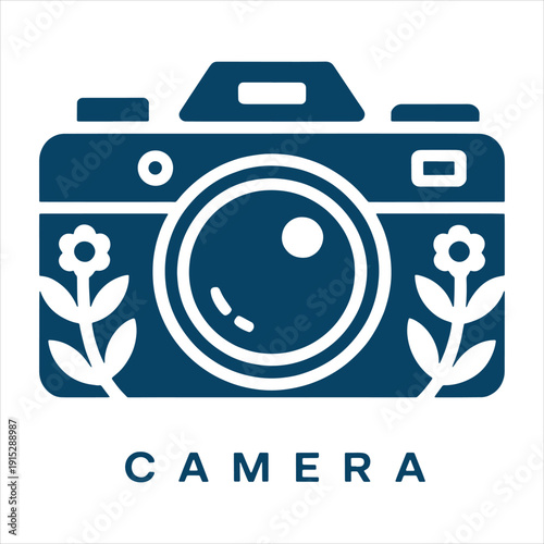 Vintage Camera Icon Monochrome Vector Illustration