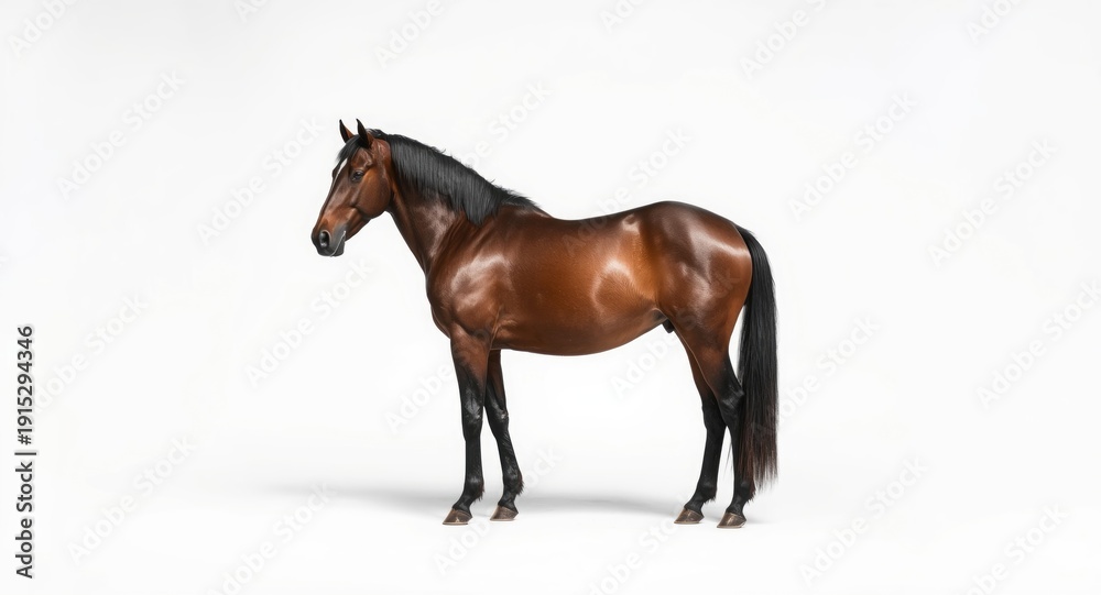 Obraz premium A lone horse isolated on a spotless white studio background