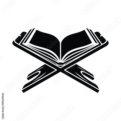 Holy Quran on Rehal Stand Silhouette - Minimalist Islamic Vector Art