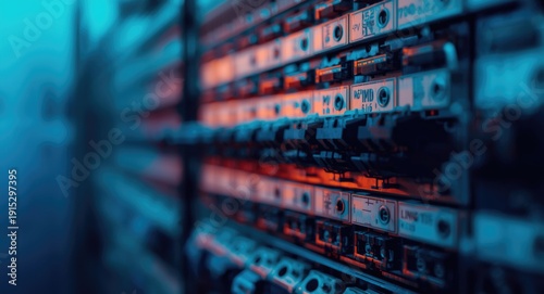 Industrial MDB cabinet circuit breaker control accessories for managing electrical power with copy space