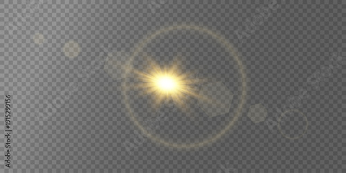 Realistic Sun Light Rays Effect on Transparent Background
