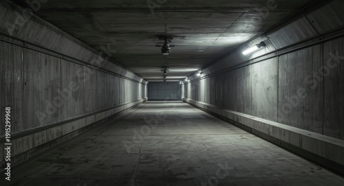 Underground shelter built with concrete for nuclear fallout with vacant interior