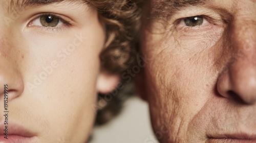 Two faces showing different ages and experiences from different generations