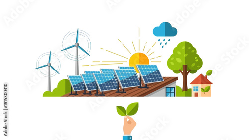 Renewable Energy Sources with Solar Panels.