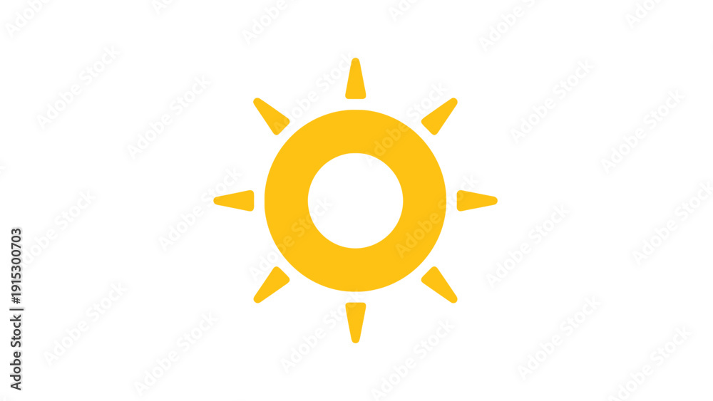 Fototapeta premium Simple Yellow Sun Icon with Rays.