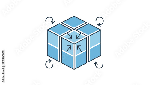 Blue Cube with Arrows and Rotation.