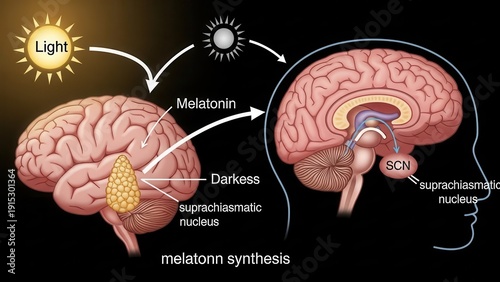 Light-induced melatonin synthesis in the brain