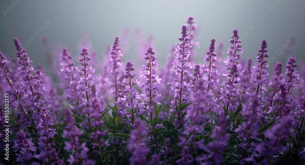 Fototapeta premium Radiant purple verbena in a flowerbed with space for text